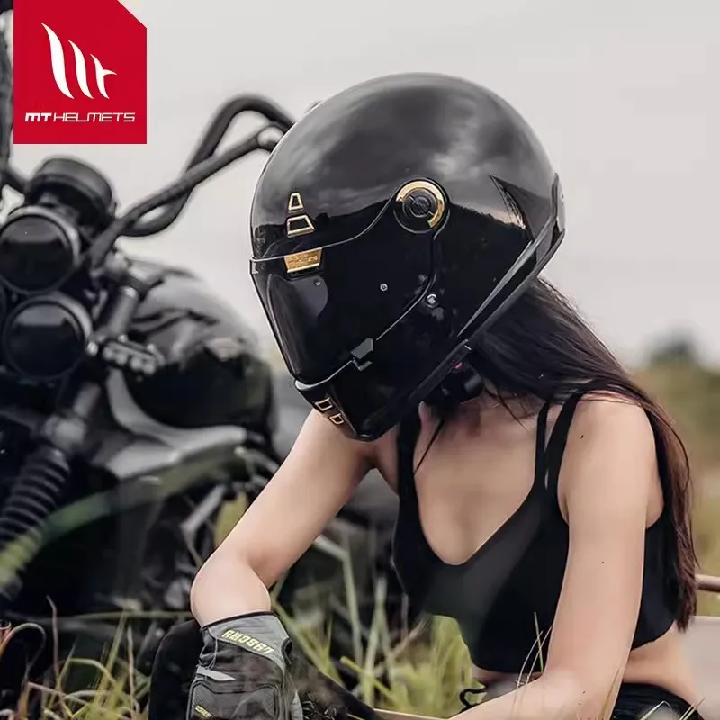 

MT Branded Jarama Matte Black Vintage Retro Full Face Helmets Motorcycle Men Women Classic Motorcycle Helmets for Harley