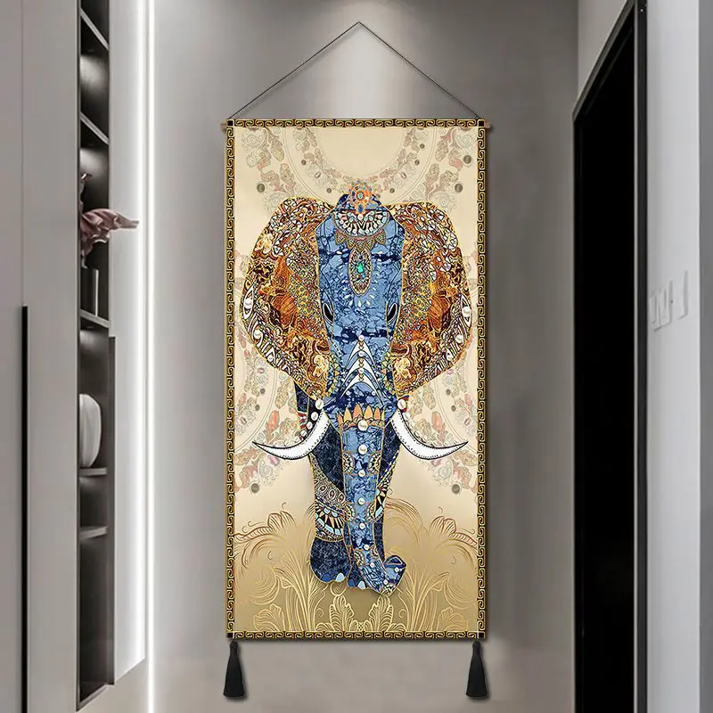 

Luxury Elephant Decorative Hanging Painting Living Room Dining Room Lucky Mural Tapestry Poster HD Print Wall Art Anime Decor