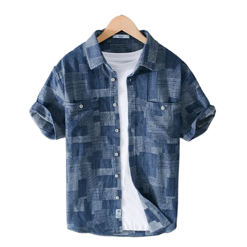 

Tie dyed texture short sleeved shirt, summer shirt, trendy brand, loose size, casual and versatile top, trendy man