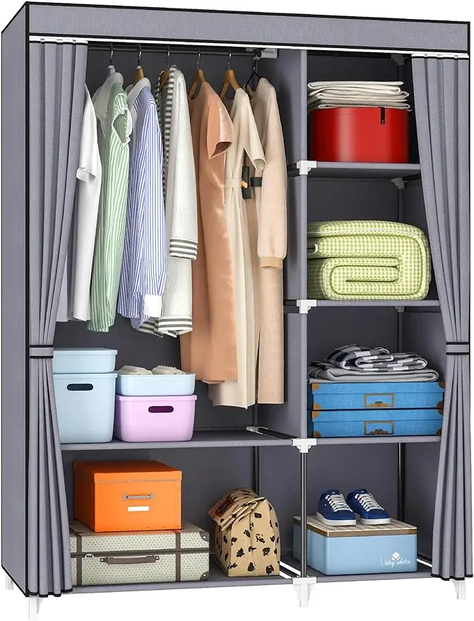 KEKIWE Portable Closet, Wardrobe Closet for Hanging Clothes with 1 Hanging Rods, 6 Storage Organizer Shelves, Easy to Assemble,
KEKIWE Portable Closet, Wardrobe Closet for Hanging Clothes with 1 Hanging Rods, 6 Storage Organizer Shelves, Easy to Assemble,