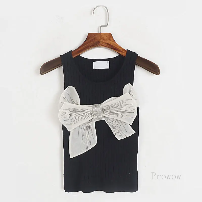 Lace Bow Knitted Sleeveless Crop Top Women 2023 Summer Sweater Shirt Black Tee White Tank Tops
Lace Bow Knitted Sleeveless Crop Top Women 2023 Summer Sweater Shirt Black Tee White Tank Tops
