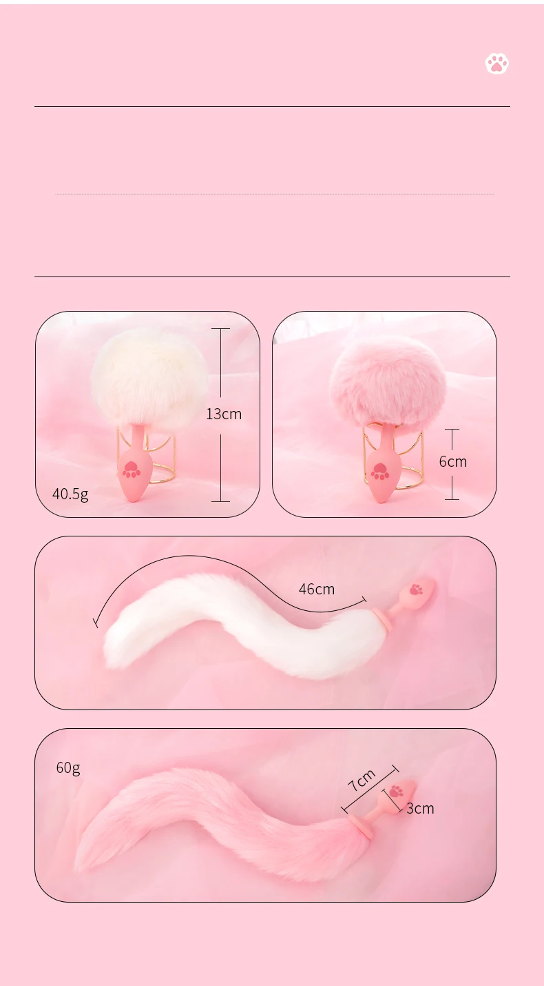 BLACKWOLF Cute Pink Silicone Anal Plug Soft Long Tail Butt Plug Adult Games Anal Beads Erotic Cosplay Sex Toys For Women BLACKWOLF Cute Pink Silicone Anal Plug Soft Long Tail Butt Plug Adult Games Anal Beads Erotic Cosplay Sex Toys For Women