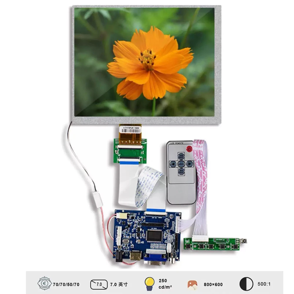 7.0" inch 800X600 4:3 LCD Screen CLAA070MA0ACW LCD Display screen Kit Compatible-HDMI VGA Control Driver Board Monitor Panel
7.0" inch 800X600 4:3 LCD Screen CLAA070MA0ACW LCD Display screen Kit Compatible-HDMI VGA Control Driver Board Monitor Panel