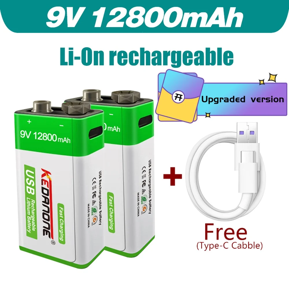 Long-Lasting TypeC Interface 9V Battery for Multimeter, Microphone, RC Helicopter, Metal Detector Walkie-Talkie and Smoke Alarm
Long-Lasting TypeC Interface 9V Battery for Multimeter, Microphone, RC Helicopter, Metal Detector Walkie-Talkie and Smoke Alarm