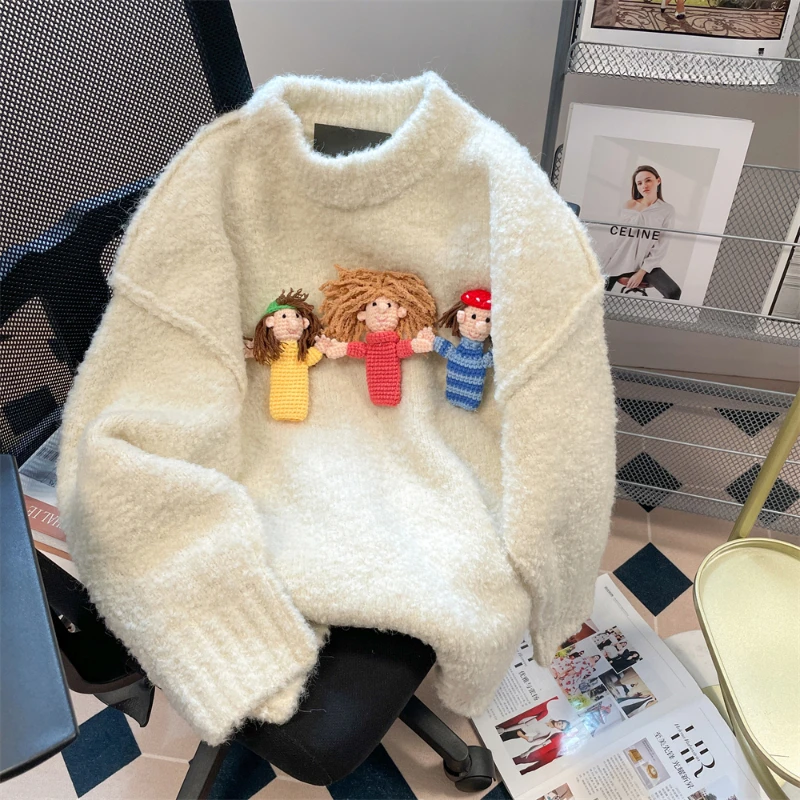 EBAIHUI Cute Women's Sweater 3D Cartoon Pattern Ladies Knitwear Autumn Winter Lazy Style Solid Round Neck Long Sleeve Pullover
EBAIHUI Cute Women's Sweater 3D Cartoon Pattern Ladies Knitwear Autumn Winter Lazy Style Solid Round Neck Long Sleeve Pullover