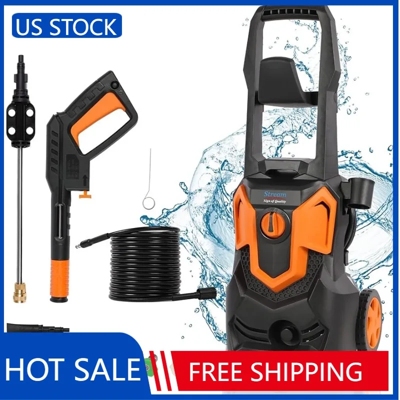 Electric Pressure Washer 3000PSI, 1.8GPM 1650W High Power Washer Machine with 4 Quick Connect Spray Nozzles and Detergent Tank
Electric Pressure Washer 3000PSI, 1.8GPM 1650W High Power Washer Machine with 4 Quick Connect Spray Nozzles and Detergent Tank