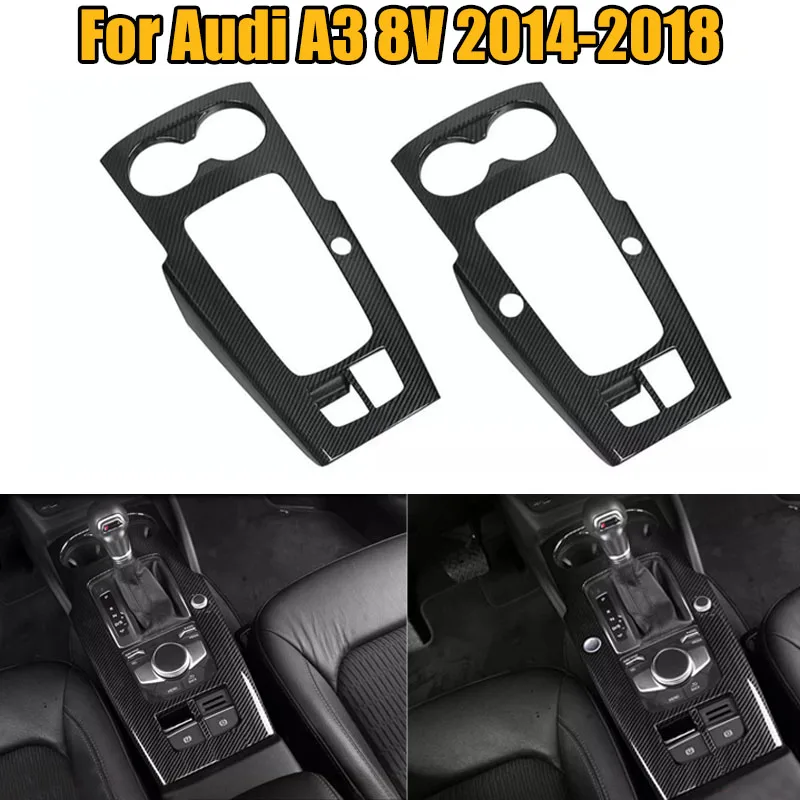 

For Audi A3 8V 2014-2018 Car Center Console Gear Shift Panel Decoration Sticker Trim LHD ABS Carbon Fiber Color 1PC
