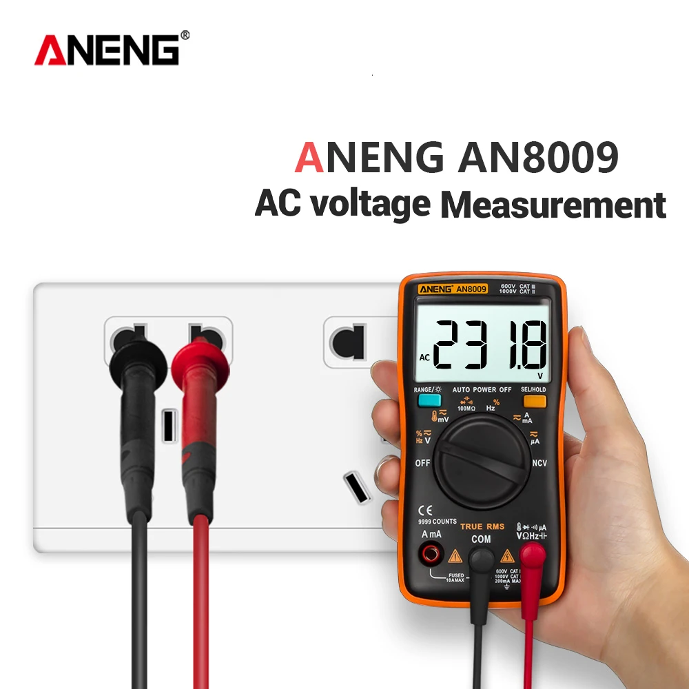 

ANENG AN8009 Digital Multimeter 9999 count True-RMS Auto Range NCV Ohmmeter DC AC Voltage Ammeter Current Meter temperature