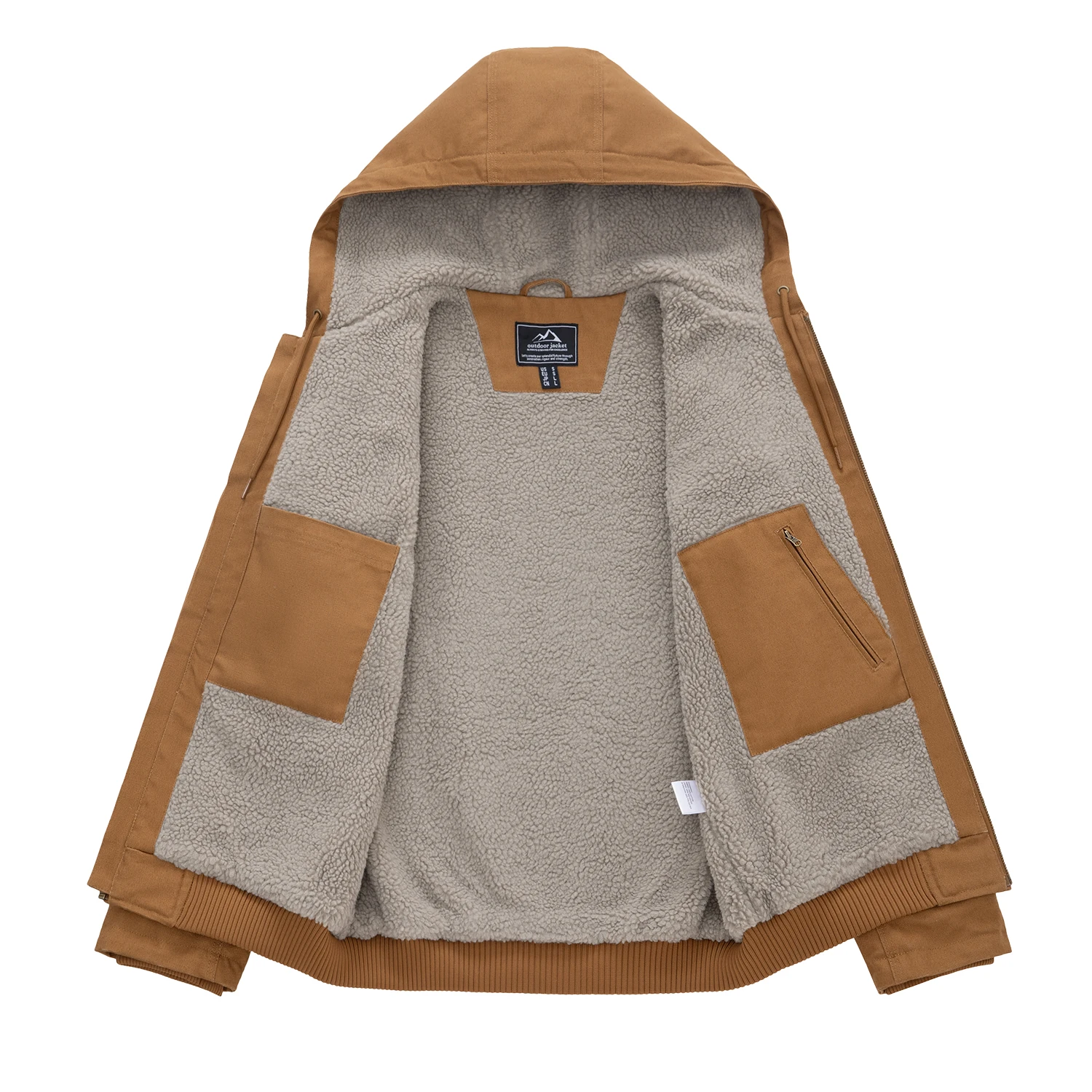 TACVASEN الشتاء العمل شيربا معزول سترة الرجال صوف مبطن الثقيلة Canva سترة طارد المياه مع هوديي القطن TACVASEN الشتاء العمل شيربا معزول سترة الرجال صوف مبطن الثقيلة Canva سترة طارد المياه مع هوديي القطن