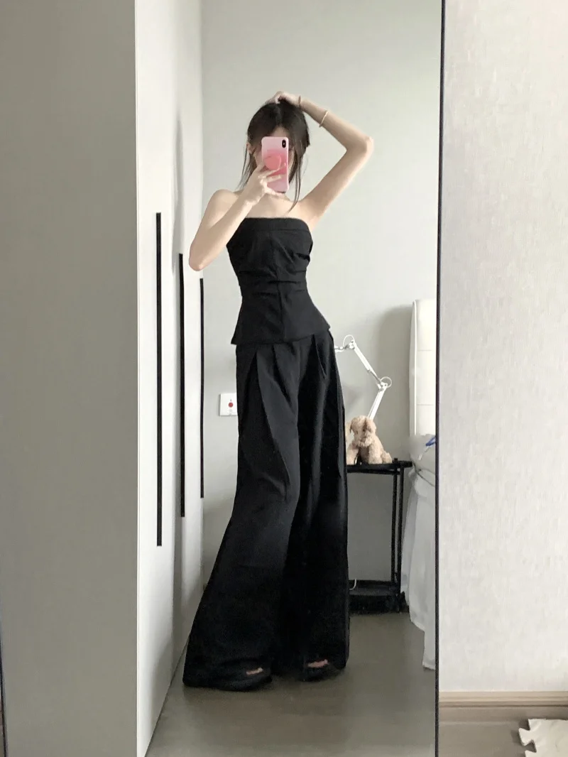 Spicy Girls Fashion Set Bra Vest Women's Summer High Waist Casual Pants Suit Wide Leg Pants Two Piece Set
Spicy Girls Fashion Set Bra Vest Women's Summer High Waist Casual Pants Suit Wide Leg Pants Two Piece Set