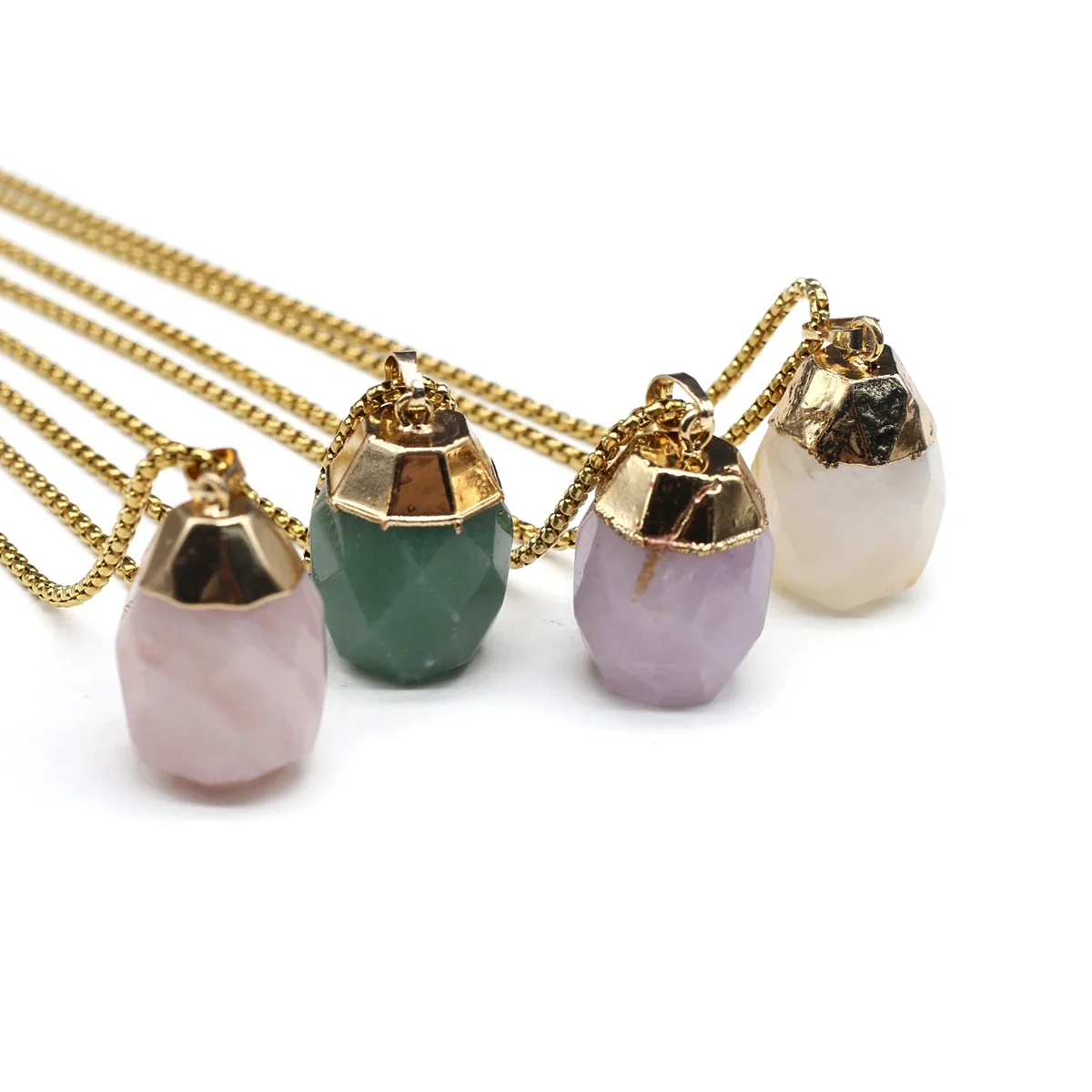 Natural Stone Oval Faceted Clear Quartz Green Aventurine Amethysts Pendant Necklace Reiki Healing Jewelry Gift for Men Women
Natural Stone Oval Faceted Clear Quartz Green Aventurine Amethysts Pendant Necklace Reiki Healing Jewelry Gift for Men Women