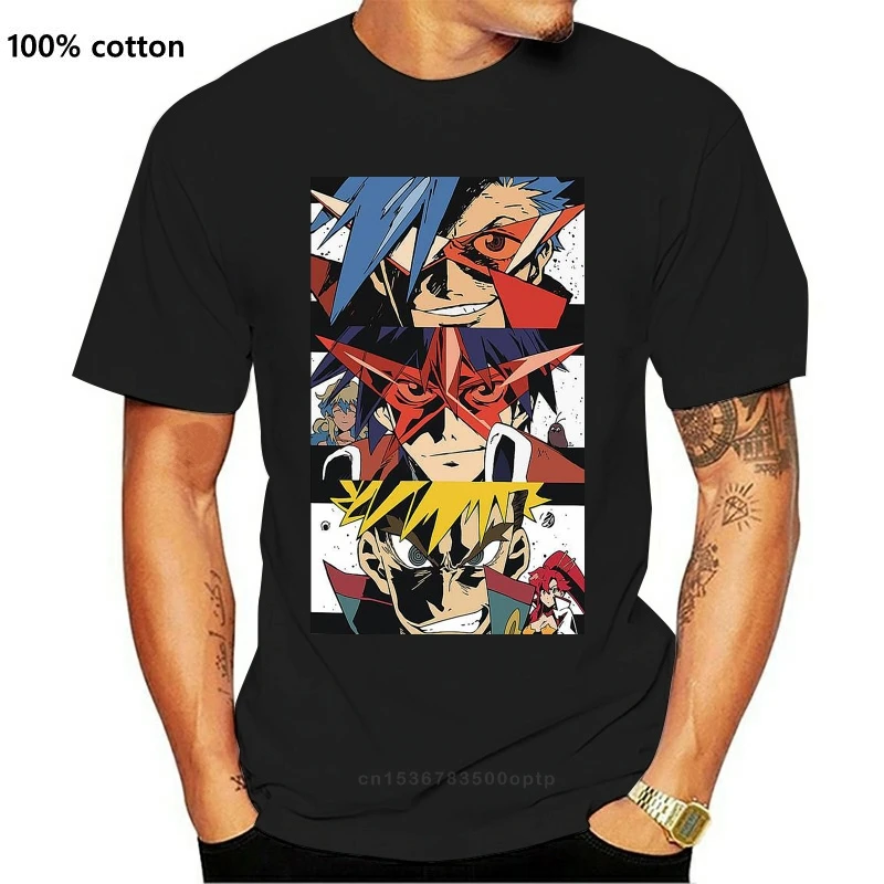 

High Quality T-shirt Anime Tengen Toppa Gurren Lagann Kamina Simon T shirt Men Hipster Tee S-6XL Big Size Camiseta