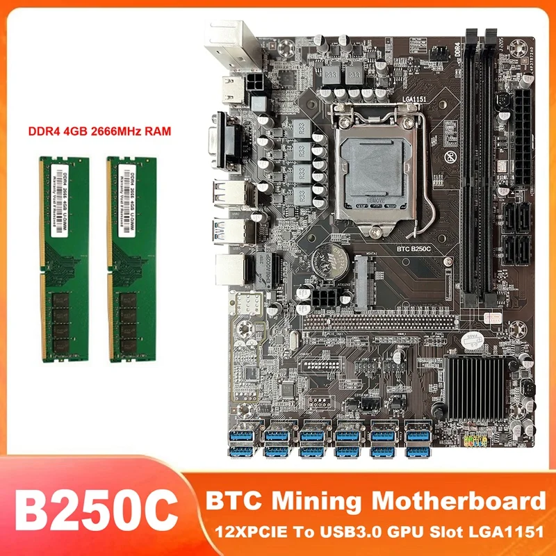 Материнская плата для майнинга B250C BTC, материнская плата для майнинга 12X PCIE в USB 2666, быстрая материнская плата LGA1151 + 2X DDR4 4 Гб МГц, оперативная память
Материнская плата для майнинга B250C BTC, материнская плата для майнинга 12X PCIE в USB 2666, быстрая материнская плата LGA1151 + 2X DDR4 4 Гб МГц, оперативная память