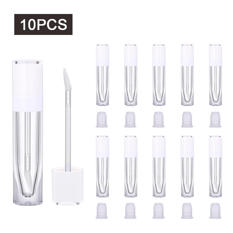 

CAIYA 8ml white Empty Lip Gloss Bottle Round Tube Diy Lipstick Container Refillable Vials Sample Display lip balm packaging