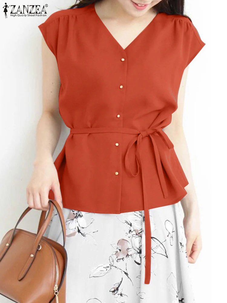 ZANZEA Fashion Solid Sleeveless Blouse Women Summer Tank Tops Casual V-Neck Work Blusas Lady Office Lace Up Shirt Party Mujer
ZANZEA Fashion Solid Sleeveless Blouse Women Summer Tank Tops Casual V-Neck Work Blusas Lady Office Lace Up Shirt Party Mujer