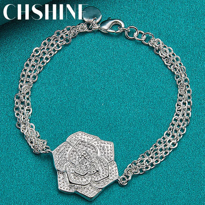 CHSHINE 925 Sterling Silver Big Rose Flower Bracelet for Women Wedding Party Gift Fashion Jewelry
CHSHINE 925 Sterling Silver Big Rose Flower Bracelet for Women Wedding Party Gift Fashion Jewelry