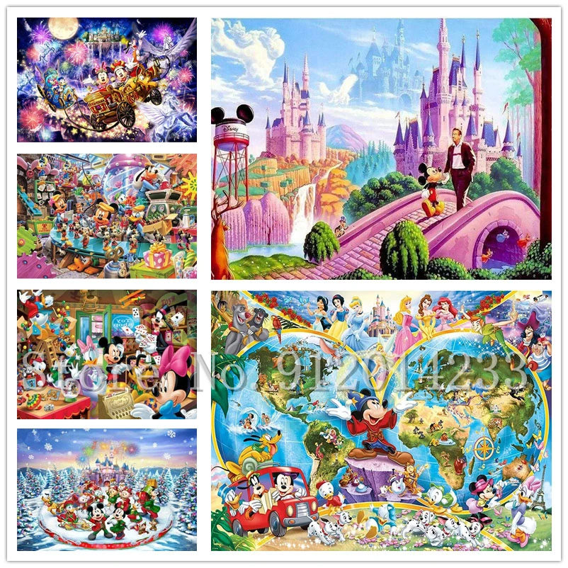 

Disney Cartoon DIY Diamond Painting Mickey Minnie Mouse Full Square Round Rhinestones Embroidery Mosaic Wall Art Pictures