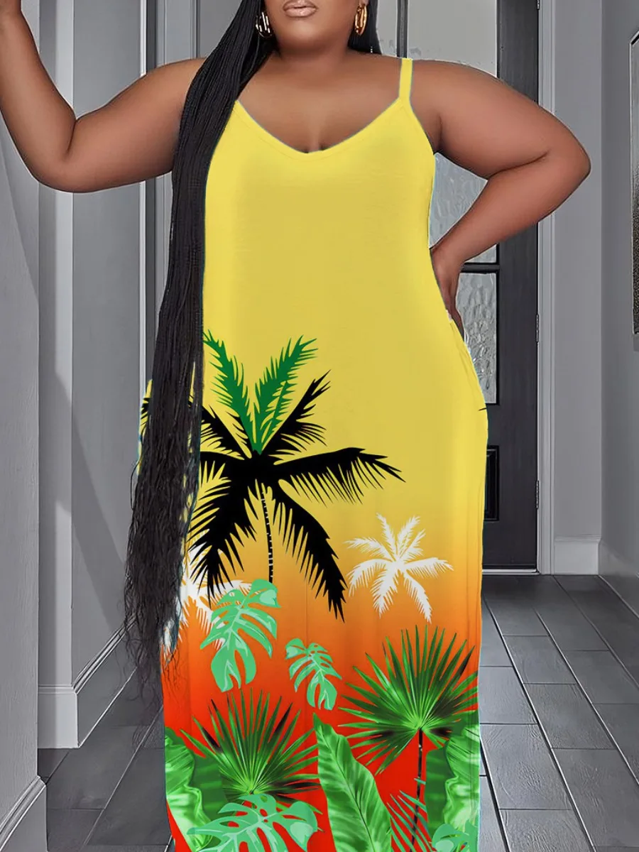 LW Plus Size dresses Gradient Palm Tree Print Cami Dress summer sleeveless maxi dress vestido large size women's clothing dress
LW Plus Size dresses Gradient Palm Tree Print Cami Dress summer sleeveless maxi dress vestido large size women's clothing dress
