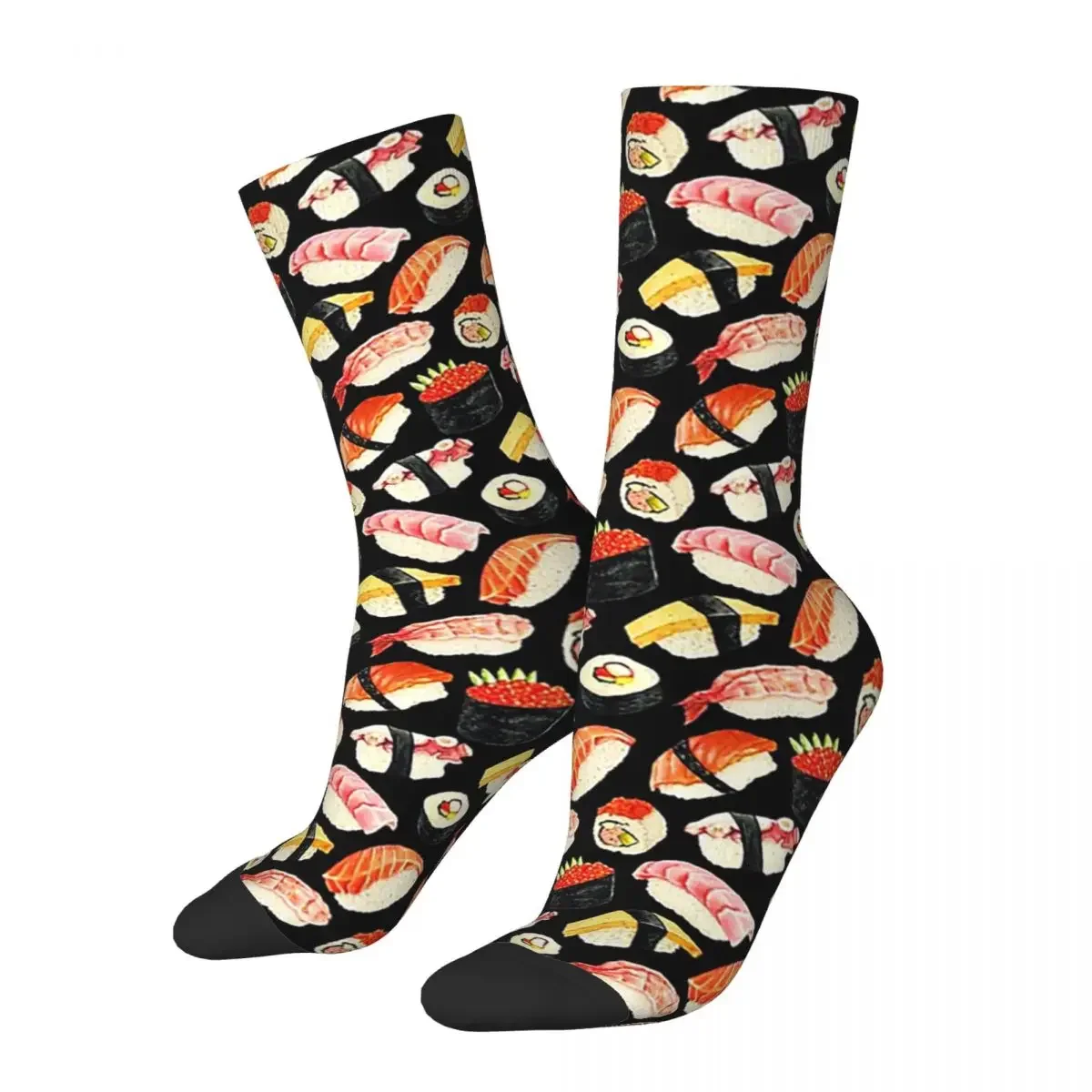 

Черные Носки с рисунком суши, высококачественные чулки в стиле Харадзюку, всесезонные длинные носки, аксессуары для мужчин и женщин, подарки
