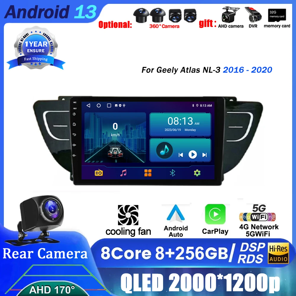 

Android 13 Car Radio For Geely Atlas NL-3 2016 - 2020 Multimedia Video Player Navigation Carplay WIFI 4G BT GPS No 2din Auto DVD