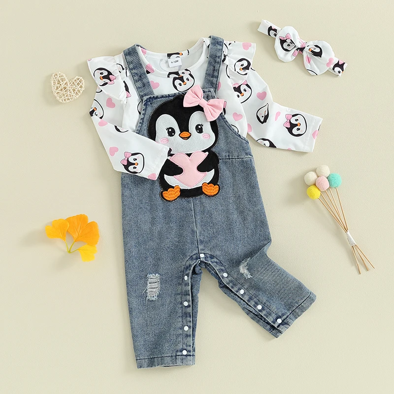 Baby Girl Overall Pants Outfit Penguin Long Sleeve Romper with Suspenders Headband Spring Fall Clothing Set
Baby Girl Overall Pants Outfit Penguin Long Sleeve Romper with Suspenders Headband Spring Fall Clothing Set