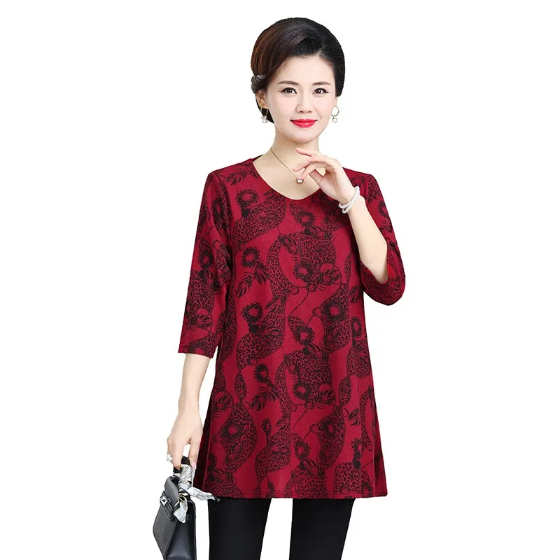 Oversize 8XL Women Spring Autumn Round Neck T-shirt Women Csual Long Sleeve Half Sleeve Print Loose Mother Shirt Pullover Tops
Oversize 8XL Women Spring Autumn Round Neck T-shirt Women Csual Long Sleeve Half Sleeve Print Loose Mother Shirt Pullover Tops