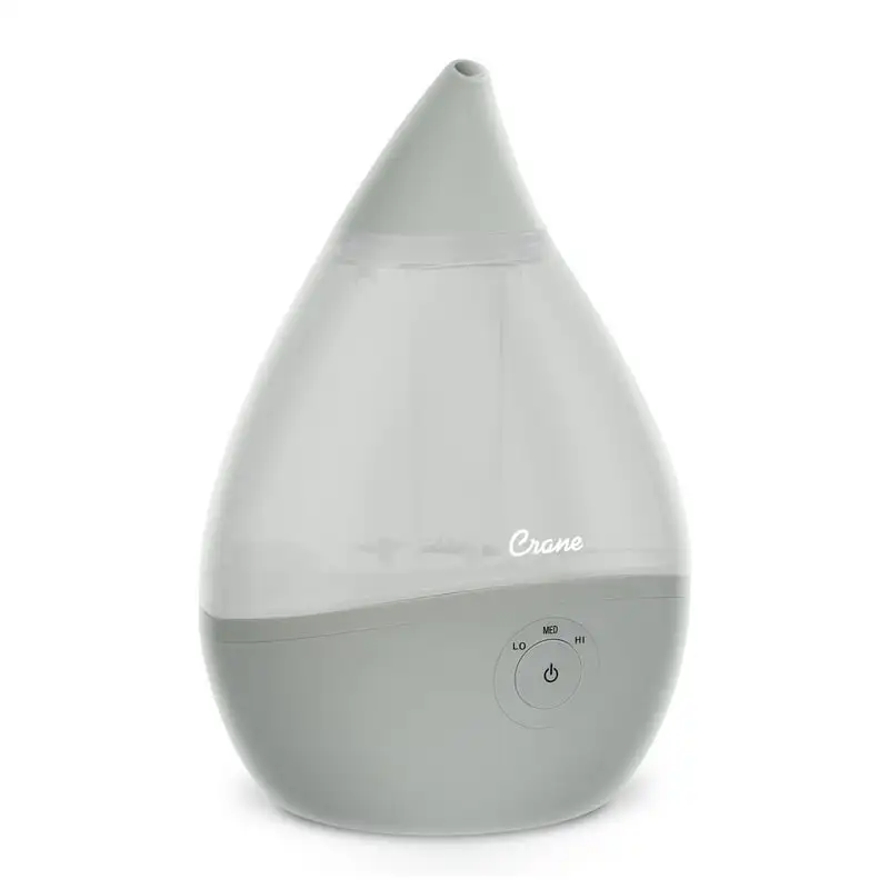 

USA Droplet Ultrasonic Cool Mist Humidifier, 0.5 Gallon, 15 Hour Run Time, Optional Vapor Tray, 250 Sq. Ft. Coverage, Gray