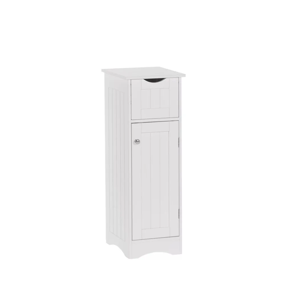 

Ashland Slim Cabinet with Drawer White Easy To Install Suitable for Indoor Placement Cabinet Door with Mirrored Doorknob