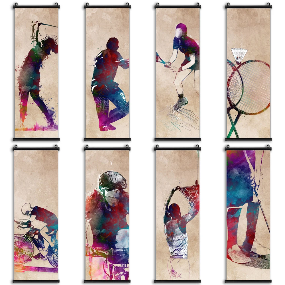 Scroll Canvas Retro Picture Hanging Badminton Painting Cycling Home Decor Basketball Poster Sport HD Print Wall Art For Bedroom
Scroll Canvas Retro Picture Hanging Badminton Painting Cycling Home Decor Basketball Poster Sport HD Print Wall Art For Bedroom