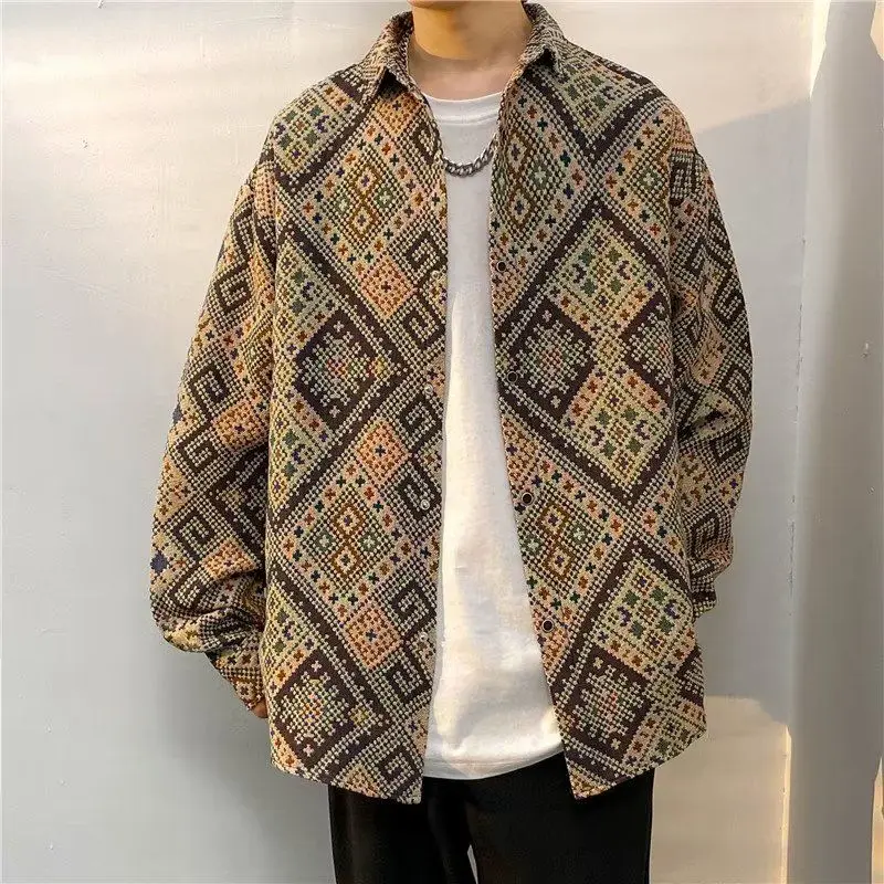 Retro Ethnic Style Versatile Long Sleeve Shirt Men Hong Kong Fashion Brand Outwear Casual Autumn and Winter Couple Coat Top
Retro Ethnic Style Versatile Long Sleeve Shirt Men Hong Kong Fashion Brand Outwear Casual Autumn and Winter Couple Coat Top