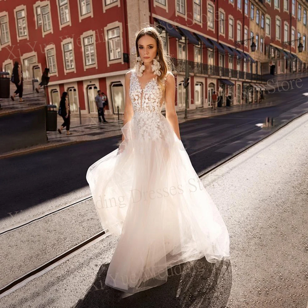 Boho Beautiful Graceful A Line Wedding Dresses Sexy V Neck Lace Appliques Sleeveless Backless Bride Gowns Vestido De Novias 2024
Boho Beautiful Graceful A Line Wedding Dresses Sexy V Neck Lace Appliques Sleeveless Backless Bride Gowns Vestido De Novias 2024