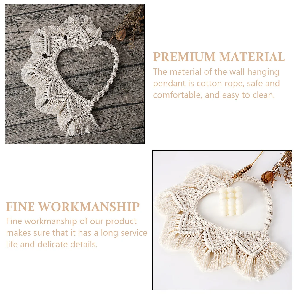 Woven Heart Cotton Rope Wall Art - Boho Tassel Banner 3 S2db2e4d092df49dab838ef4e283ab5a6W