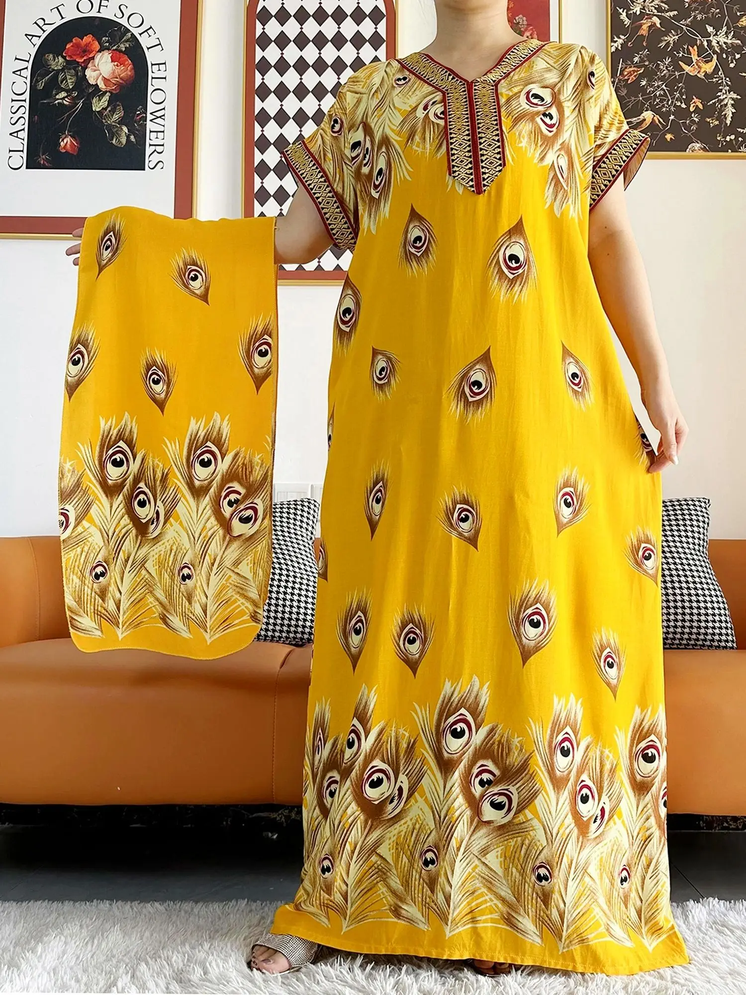 2023 African Style Summer Short Sleeve Dresses Floral Loose Boubou Maxi Islam Women Dress with Scarf African Abaya Clothes
2023 African Style Summer Short Sleeve Dresses Floral Loose Boubou Maxi Islam Women Dress with Scarf African Abaya Clothes