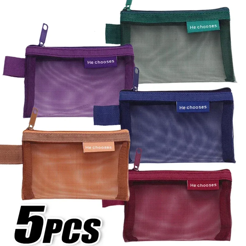 5pcs Mesh Zipper Pouch Transparent Coin Storage Bag Portable ID Bank Card Key Earphone Cable Organizer School Office Supplies
5pcs Mesh Zipper Pouch Transparent Coin Storage Bag Portable ID Bank Card Key Earphone Cable Organizer School Office Supplies