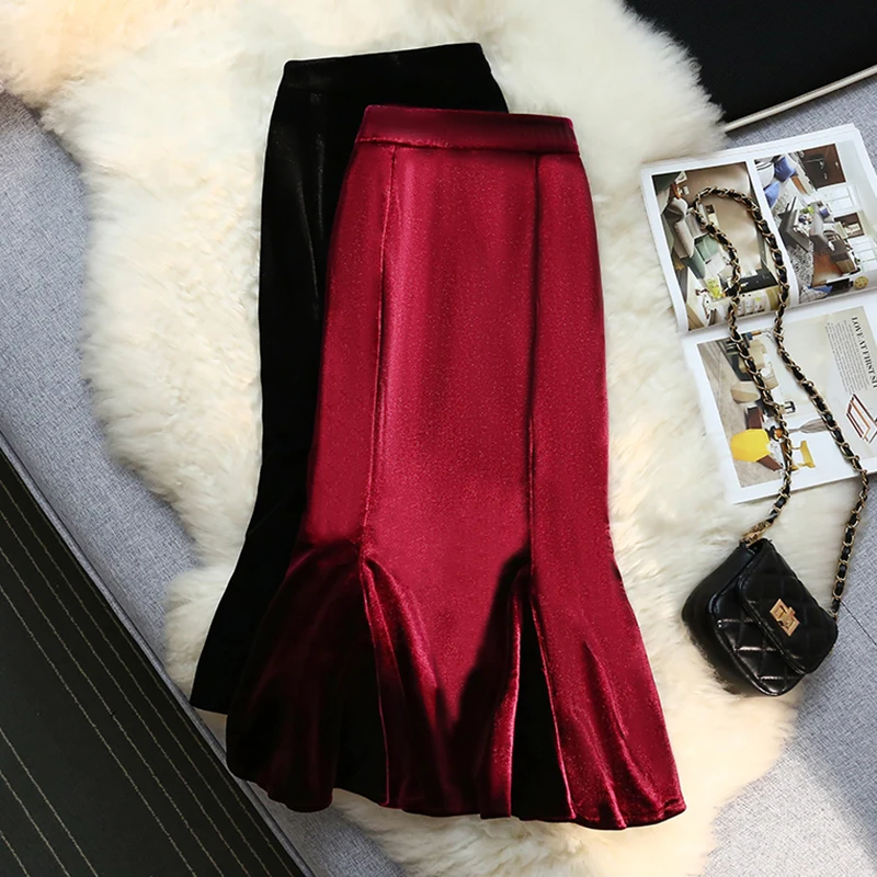 Black Red Velvet Long Fishtail Elegant High-Waisted Women'S Spring Autumn Winter Skirts Korean Style Fashion 2022 Harajuku
Black Red Velvet Long Fishtail Elegant High-Waisted Women'S Spring Autumn Winter Skirts Korean Style Fashion 2022 Harajuku