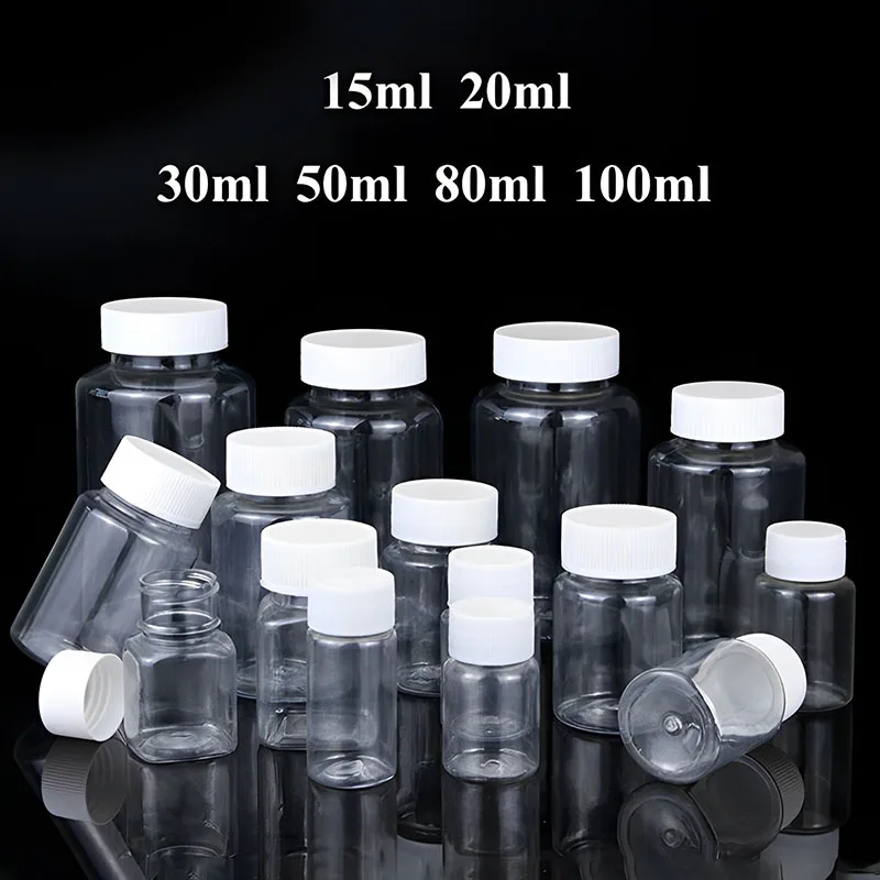 10Pcs 15/20/30/50/80/100ml Plastic PET Empty Clear Seal Bottles Medicine Pill Vial Container Reagent Vials Packing Bottle
10Pcs 15/20/30/50/80/100ml Plastic PET Empty Clear Seal Bottles Medicine Pill Vial Container Reagent Vials Packing Bottle