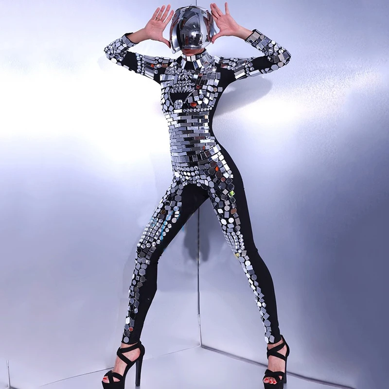Luminous Mirrors Pole Dance Outfit Punk Style Silver Lens Jumpsuit Women Stage Festival Clothes Gogo Costume Clubwear XS5073
Luminous Mirrors Pole Dance Outfit Punk Style Silver Lens Jumpsuit Women Stage Festival Clothes Gogo Costume Clubwear XS5073