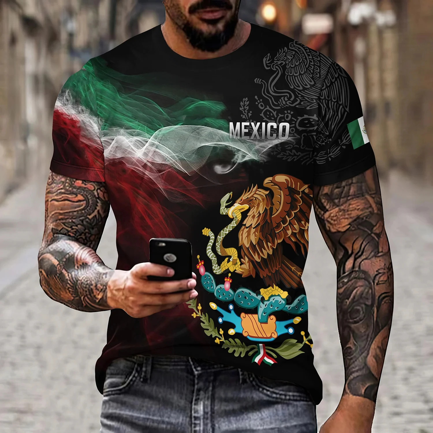 Mexico National Flag Print T Shirt for Men Fashion 3D Eagle Pattern Oversized T-Shirt Summer Short Sleeve Tops Casual O-Neck Tee 
Mexico National Flag Print T Shirt for Men Fashion 3D Eagle Pattern Oversized T-Shirt Summer Short Sleeve Tops Casual O-Neck Tee