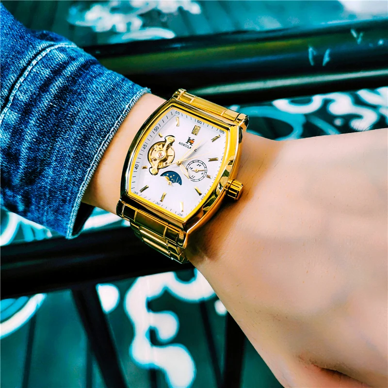 AOKULASIC New Man Luxury Fashion Mechanical Watch Men Sport Waterproof Automatic Watches Mens Tonneau Moon Phase Business Clocks
AOKULASIC New Man Luxury Fashion Mechanical Watch Men Sport Waterproof Automatic Watches Mens Tonneau Moon Phase Business Clocks