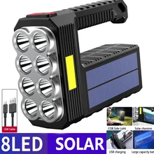 High Power Led Flashlights 8 Led Verlichting Bron Flashlamp Met Cob Side Light Usb/Solar Oplaadbare Lantaarn Draagbare Zaklamp
High Power Led Flashlights 8 Led Verlichting Bron Flashlamp Met Cob Side Light Usb/Solar Oplaadbare Lantaarn Draagbare Zaklamp