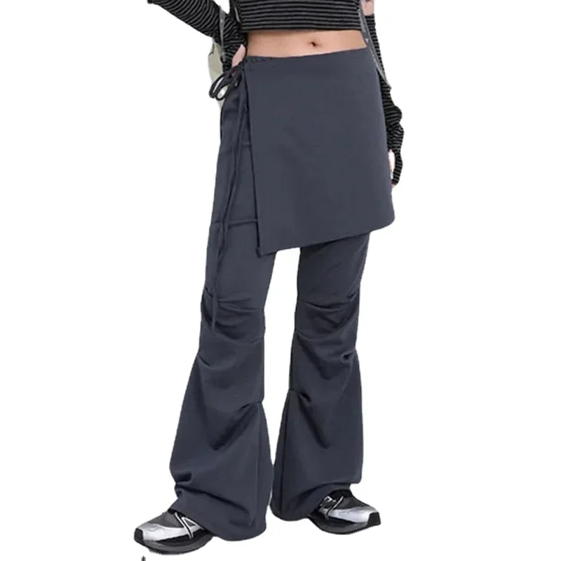 90S Casual Vintage Korean Solid High Waist Japanese Gothic Aesthetic Rock Trousers Y2K Fake Two Piece Wide Leg Skirt Flare Pants
90S Casual Vintage Korean Solid High Waist Japanese Gothic Aesthetic Rock Trousers Y2K Fake Two Piece Wide Leg Skirt Flare Pants