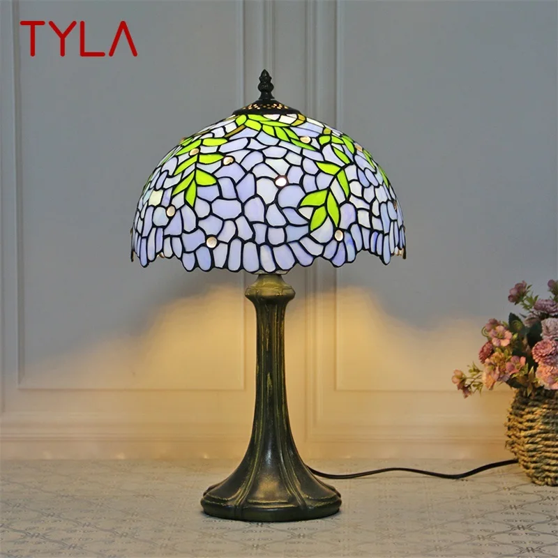 TYLA Tiffany Glass Table Lamp LED Modern Creative Bedside Blue Desk Light For Home Living Room Bedroom Hotel Decor
TYLA Tiffany Glass Table Lamp LED Modern Creative Bedside Blue Desk Light For Home Living Room Bedroom Hotel Decor