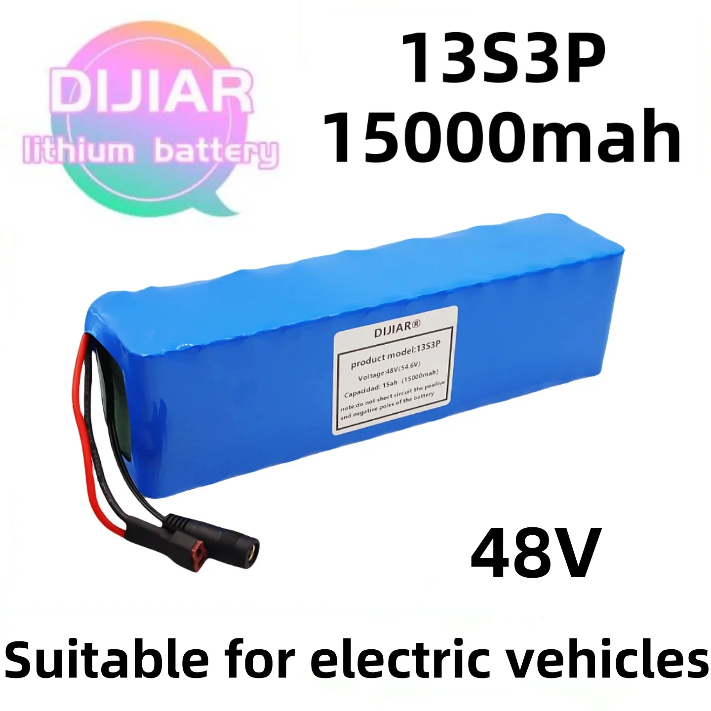13S3P 48V 15000mAh 15Ah, Lithium-ion Battery Pack with 1000W BMS 54.6V lithium-ion battery pack+Charger
13S3P 48V 15000mAh 15Ah, Lithium-ion Battery Pack with 1000W BMS 54.6V lithium-ion battery pack+Charger
