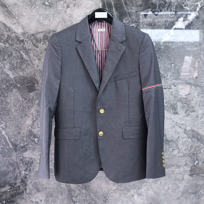 

Spring new TB suit unisex men's slim one-arm webbing wool grey suit jacket