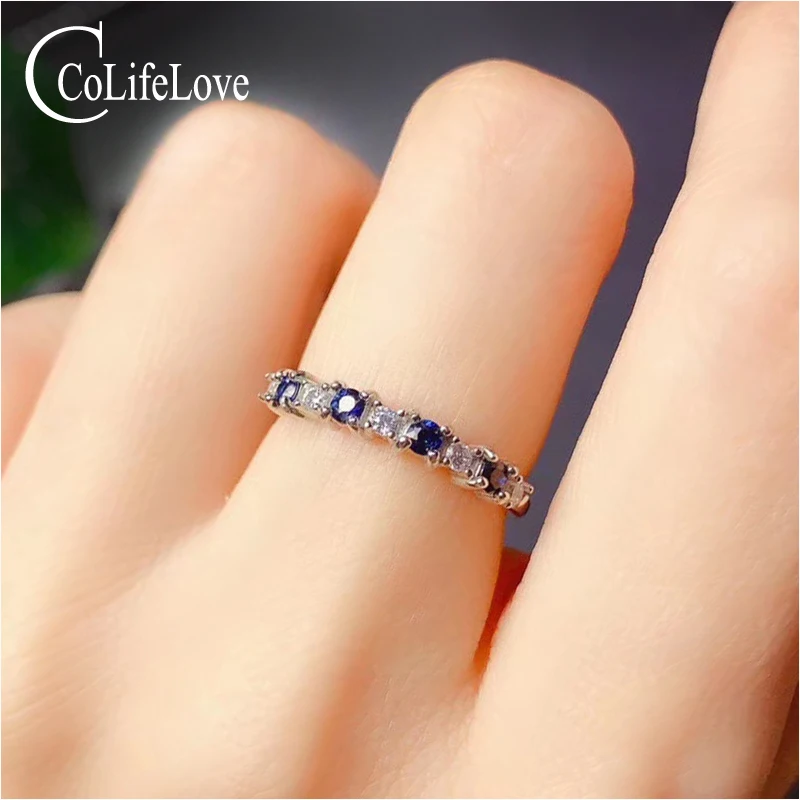 

CoLife Jewelry Fashion Sapphire Ring for Young Girl 2.5mm Natural Sapphire Silver Ring 925 Silver Sapphire Jewelry