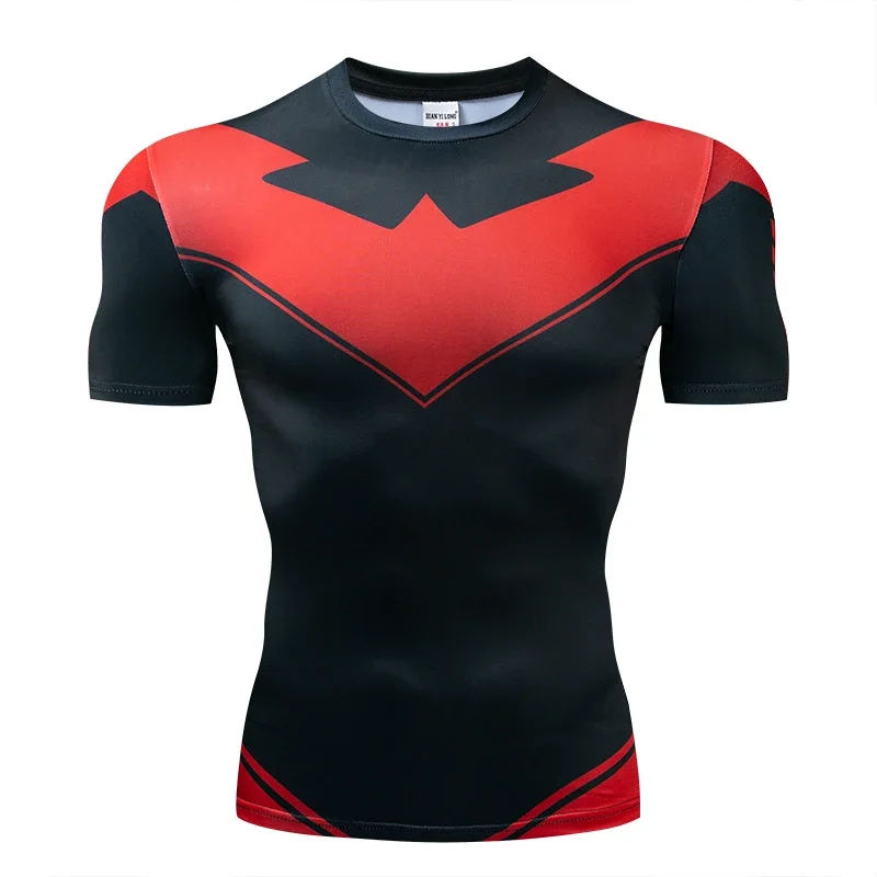 

Red Nightwing Short Sleeve Compression Shirts Thanos 3D Printed T shirts Men 2022 Summer NEW Crossfit Top For Male Fitness Cloth