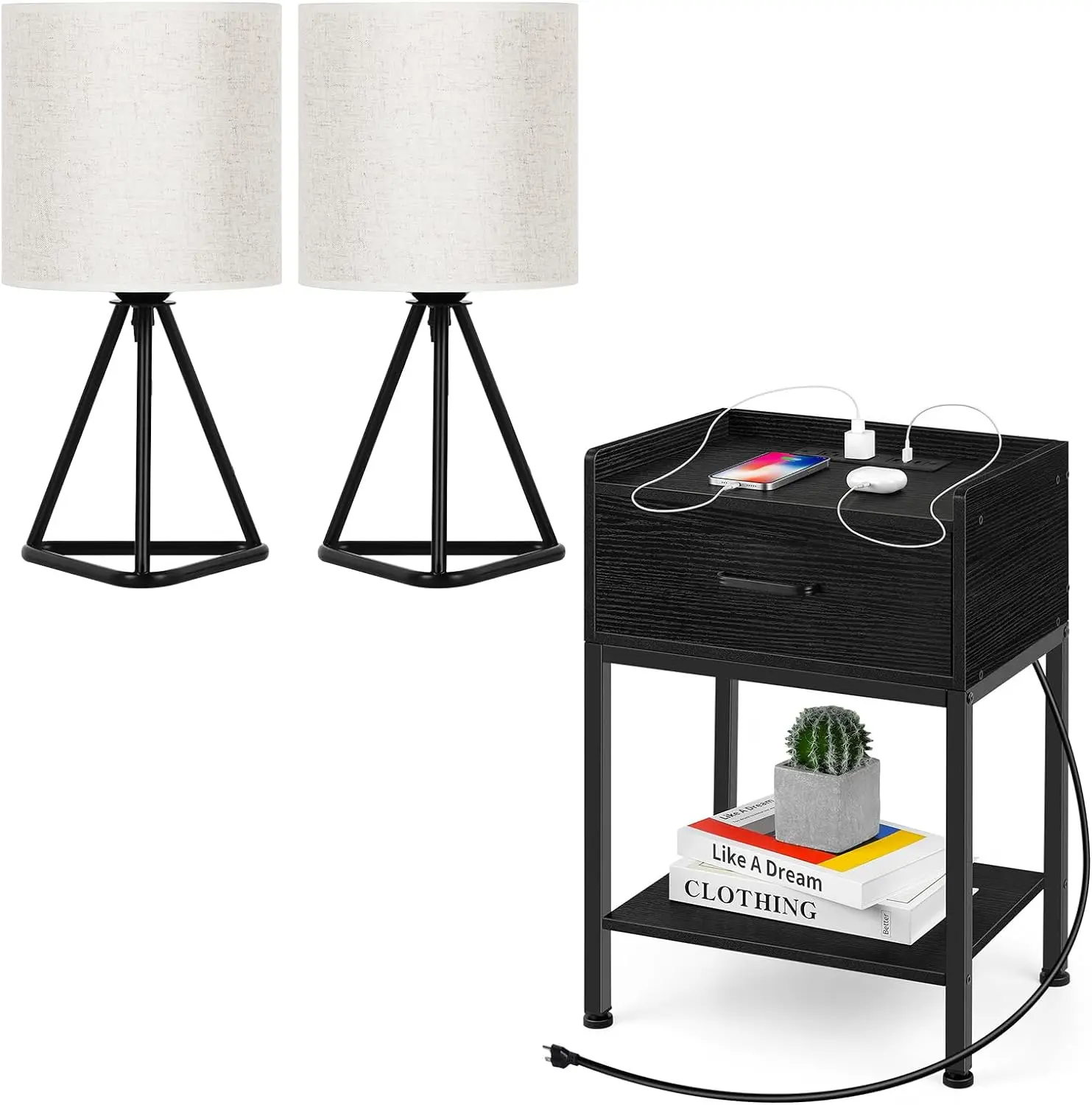 with Charging Station and Small Set of 2 Cute Desk Lamp Modern Bedside Nightstand Lamps for Living Room Bedroom 
with Charging Station and Small Set of 2 Cute Desk Lamp Modern Bedside Nightstand Lamps for Living Room Bedroom