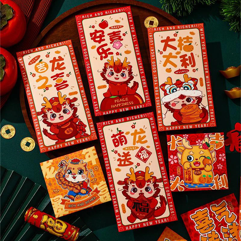 6pcs/set 2024 Dragon Year Red Packet Chinese New Year Spring Festival Hongbao Cute Cartoon Lucky Money Red Envelope Gift Bag
6pcs/set 2024 Dragon Year Red Packet Chinese New Year Spring Festival Hongbao Cute Cartoon Lucky Money Red Envelope Gift Bag