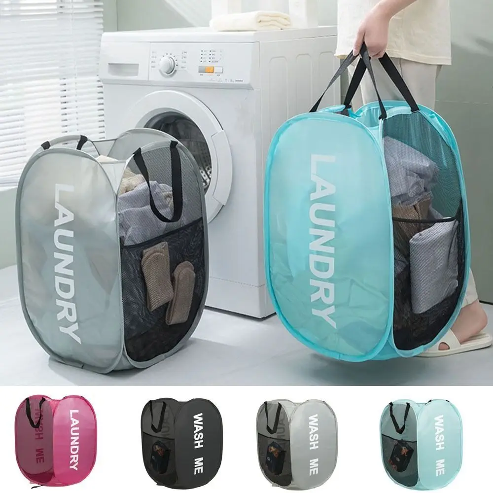 

36x58cm Laundry Basket Practical Round Collapsible Toy Sundries Bucket with Handle Foldable Dirty Clothes Basket for Home