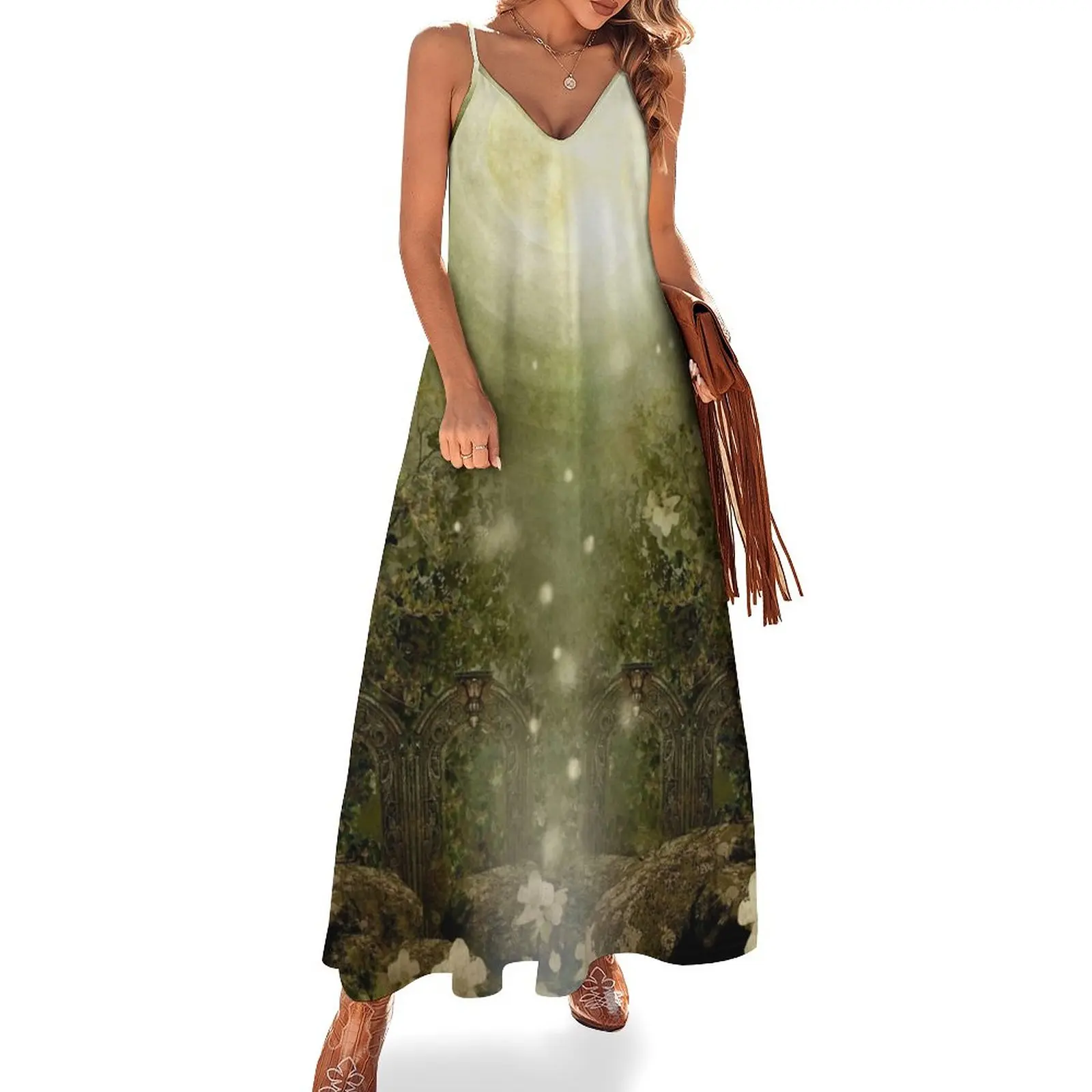 

The Great Lie, платье без рукавов с лесом, женское вечернее платье, лето 2024